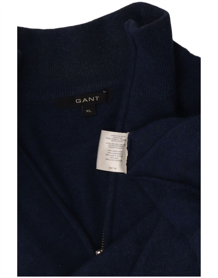 Gant Herren-Pullover mit Reißverschluss am Hals, XL, marineblaue Lammwolle