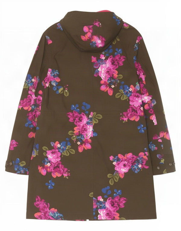 Joules Damen-Regenmantel mit Kapuze, UK 8, Größe S, Khaki, Blumenmuster, Baumwolle