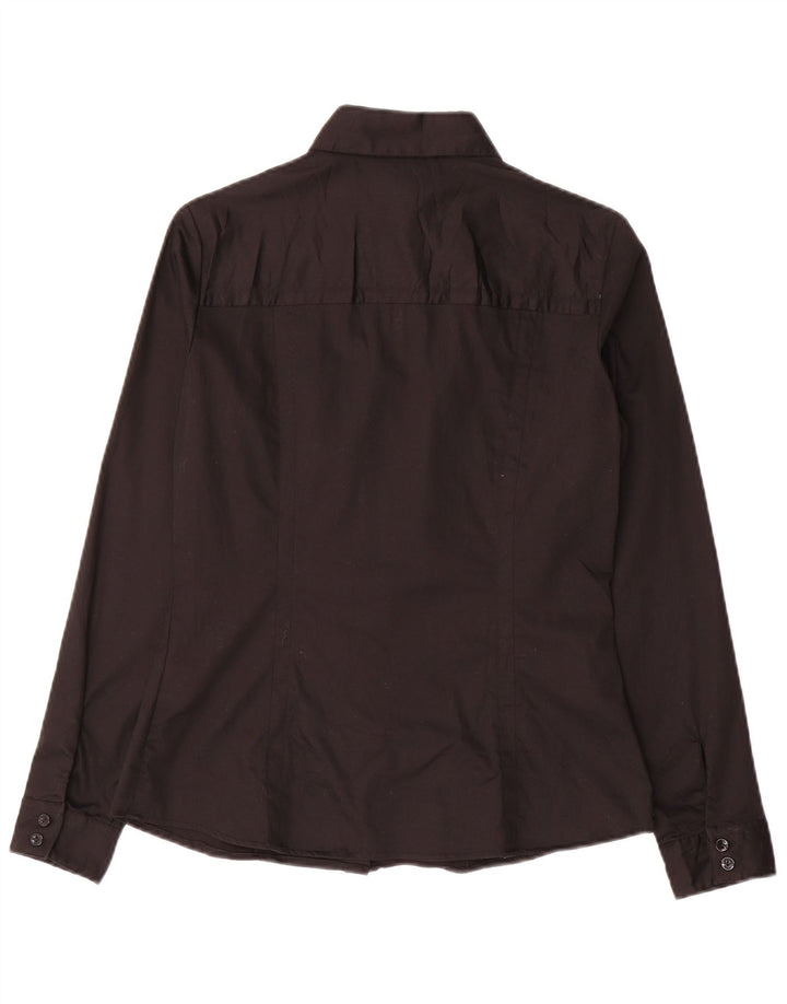 Trussardi Jeans Damenhemd UK 12 Mittelschwarze Baumwolle