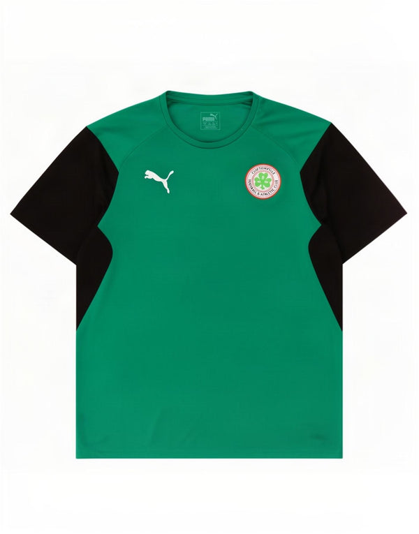 Puma Herren Cliftonville FC T-Shirt-Oberteil, großes grünes Farbblock-Polyester