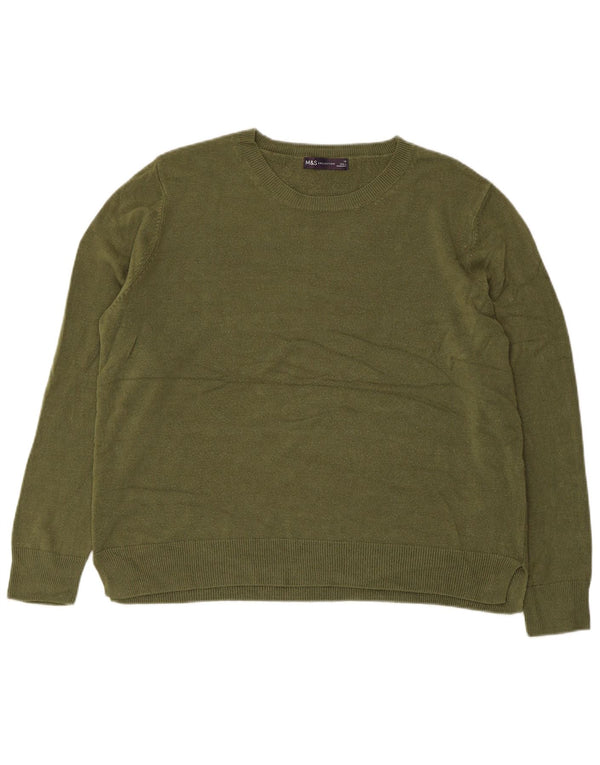 MARKS & SPENCER Damen-Pullover mit U-Boot-Ausschnitt, UK 18, XL, Khaki, Acryl