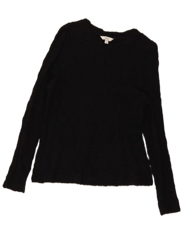 Marks & Spencer Damen-Pullover mit U-Boot-Ausschnitt, Gr. 18, XL, Schwarz, Baumwolle