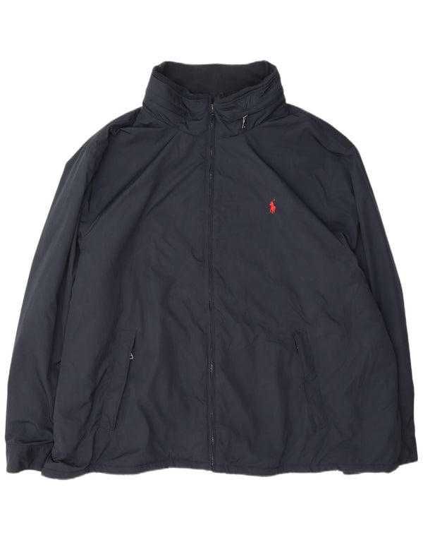 Ralph Lauren Herren-Windbreakerjacke mit großer Kapuze, UK 48 4XL, Marineblau