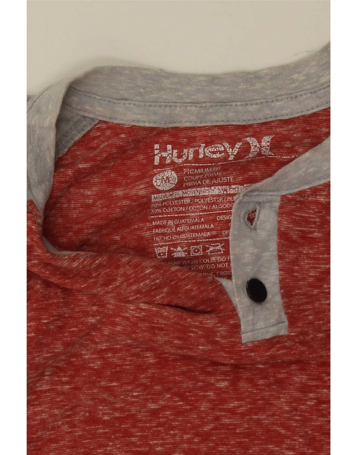 Hurley Herren-T-Shirt-Oberteil aus mittelrotem Colourblock-Polyester