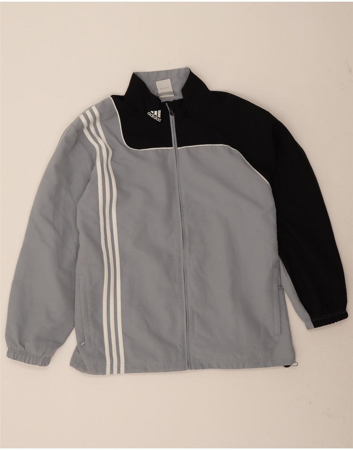 Adidas Herren-Trainingsanzug-Oberteiljacke UK 48/50 XL Graues Colourblock-Polyester