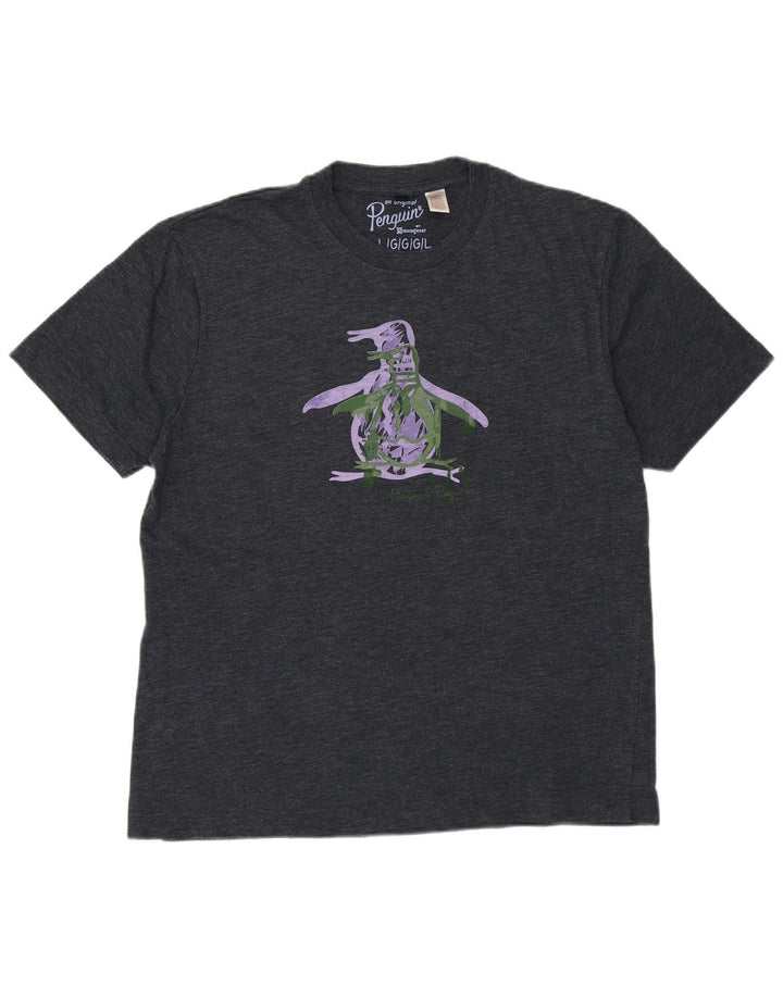 Penguin Herren-T-Shirt mit Grafik, Größe L, aus grauer Baumwolle