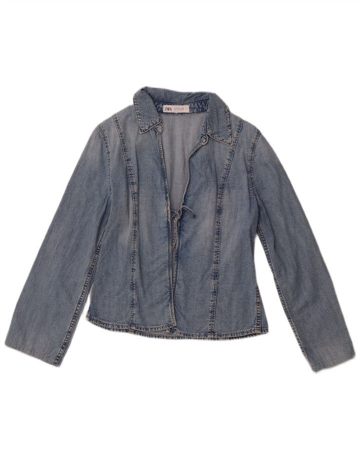 ZARA Womens Denim Cardigan Top UK 12 Medium Blue