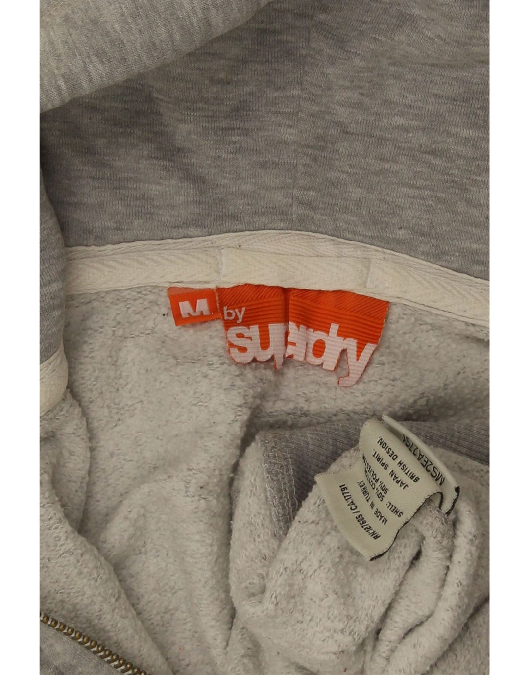 Superdry Herren-Kapuzenpullover mit Reißverschluss, mittelgrau gefleckte Baumwolle
