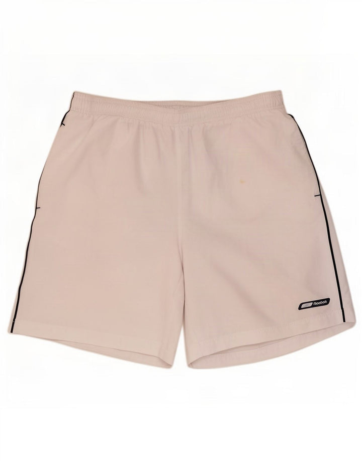 Reebok Herren-Sportshorts, groß, weißes Polyester