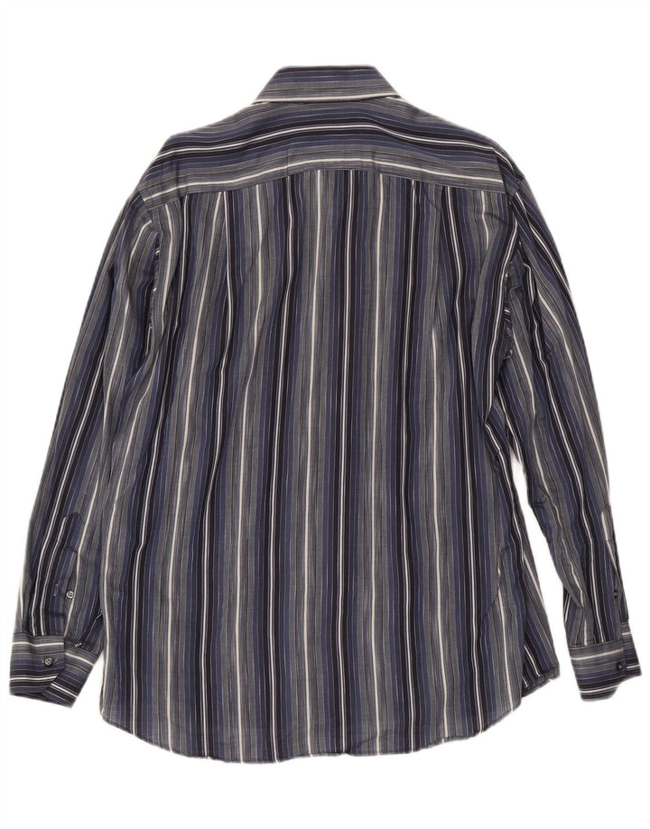 Roccobarocco Herrenhemd Größe 39 15 1/2 Mittel Marineblau gestreift