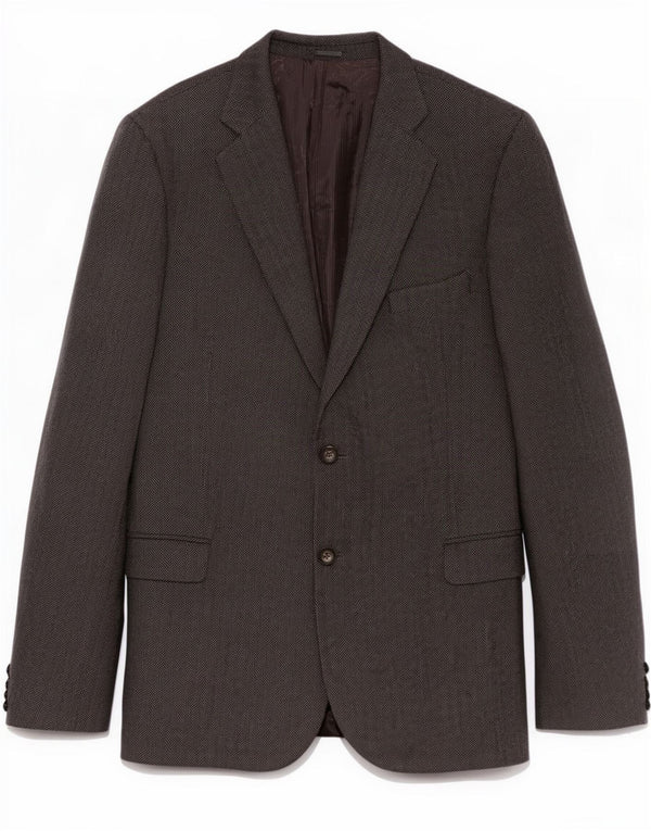 Viapiana Herren-Blazer mit 2 Knöpfen, IT 60 5XL, graue Schurwolle mit Fischgrätenmuster