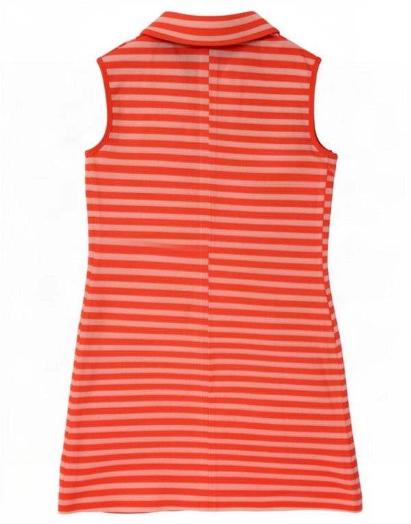 Vintage Womens Sleeveless Polo Dress UK 12 Medium Red Striped