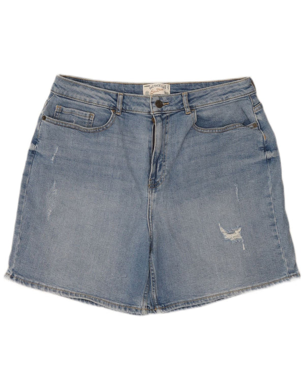 Fat Face Damen Darley Distressed Denim Shorts UK 16 Large W36 Blaue Baumwolle