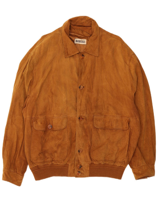 Vintage Herren Wildleder Bomberjacke IT 56 3XL Braunes Leder