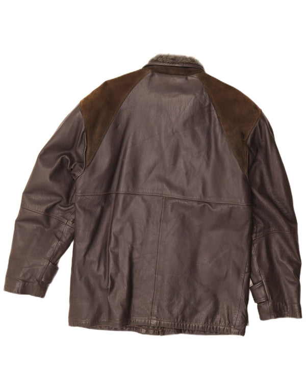 Vintage Herren Lederjacke IT 46 Small Black Colourblock