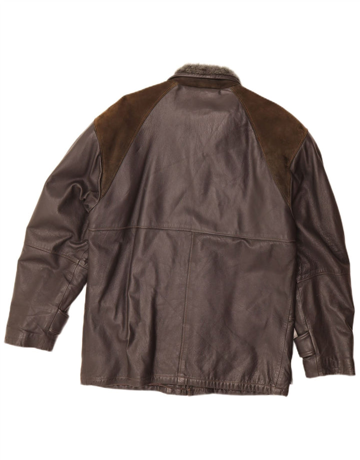 Vintage Herren Lederjacke IT 46 Small Black Colourblock