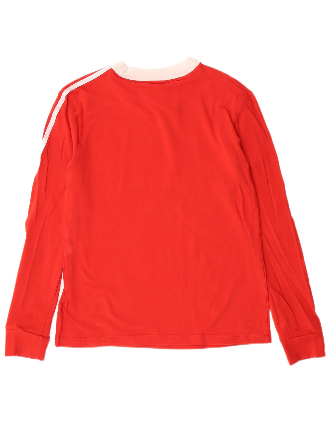Adidas Damen Top Langarm UK 10 Small Rot gestreift Baumwolle