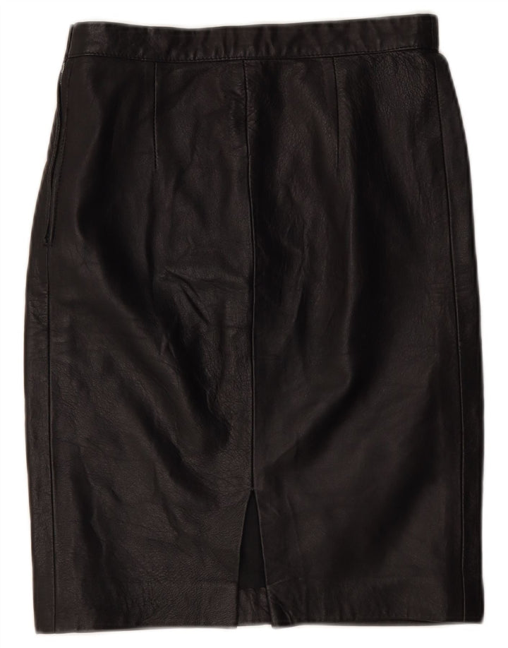 Vintage Damen Lederrock IT 42 Medium W26 Schwarz