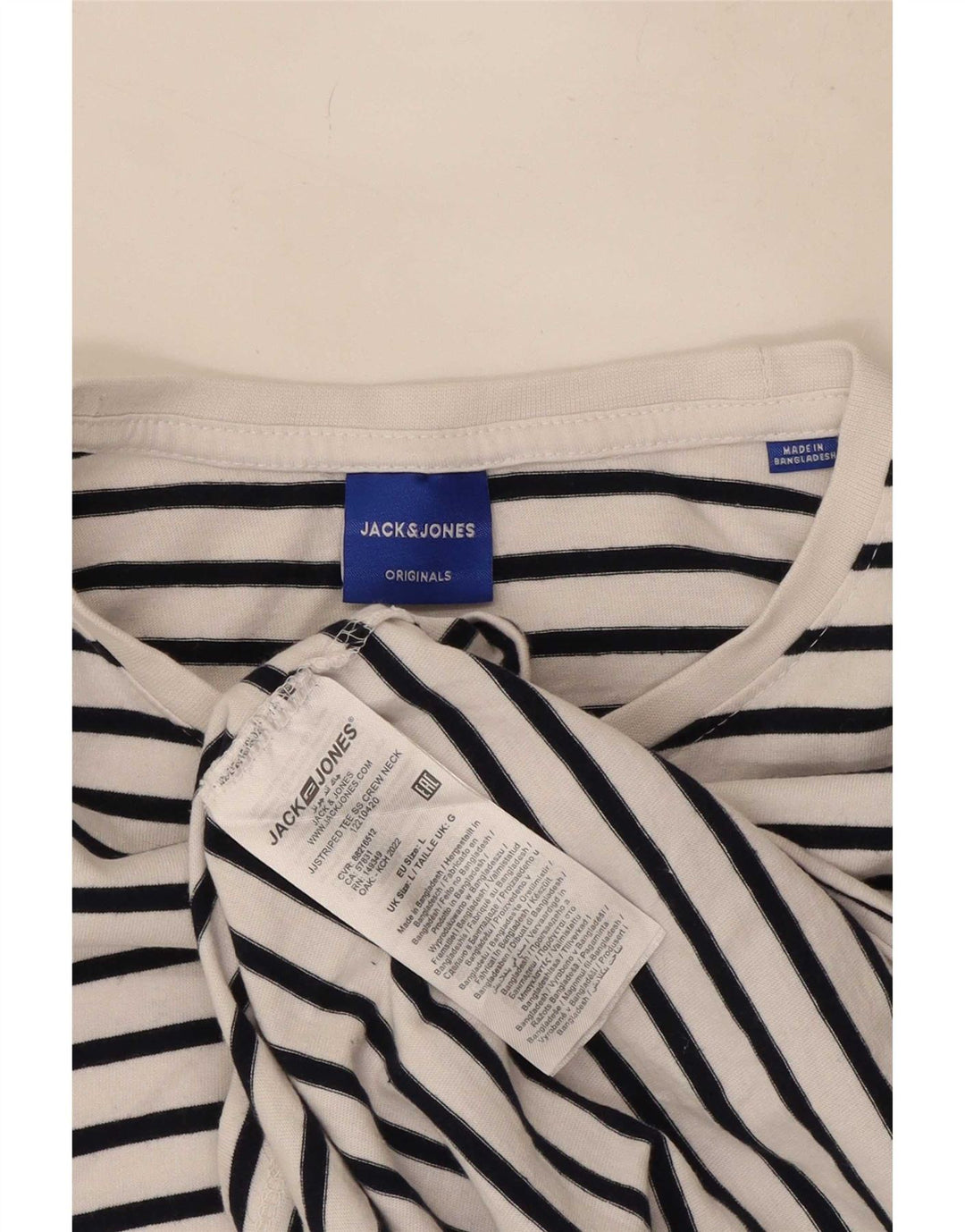 Jack & Jones Herren-T-Shirt-Oberteil, groß, weiß gestreift, Baumwolle