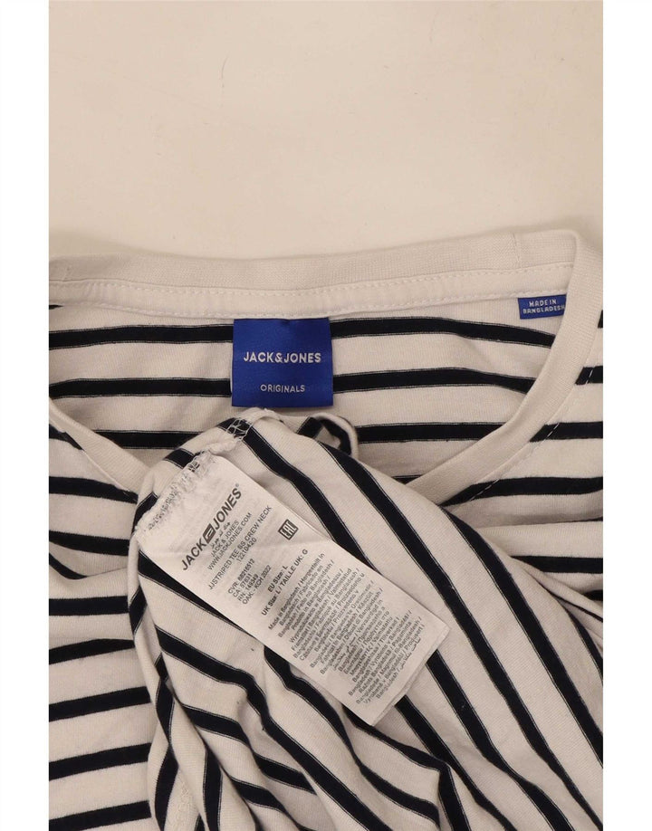 Jack & Jones Herren-T-Shirt-Oberteil, groß, weiß gestreift, Baumwolle
