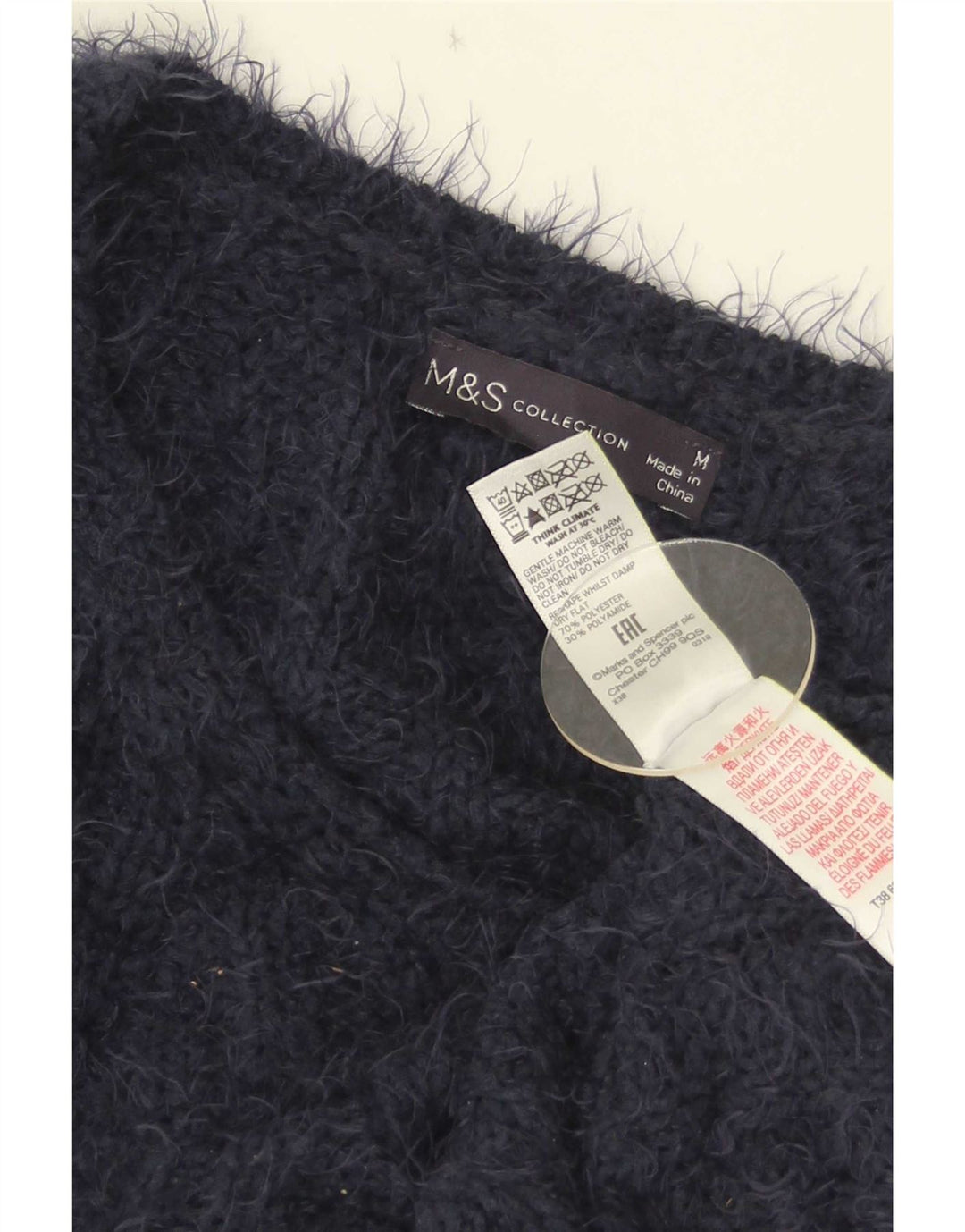 Marks & Spencer Damen-Pullover mit V-Ausschnitt, Gr. 14, mittleres Marineblau