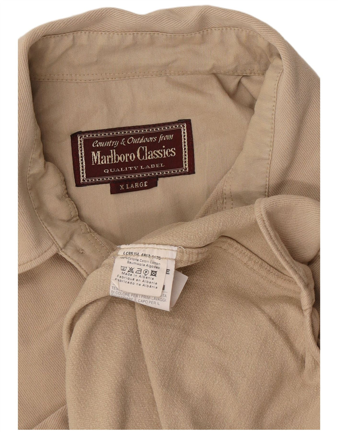 Marlboro Classics Herren Flanellhemd XL Beige Baumwolle