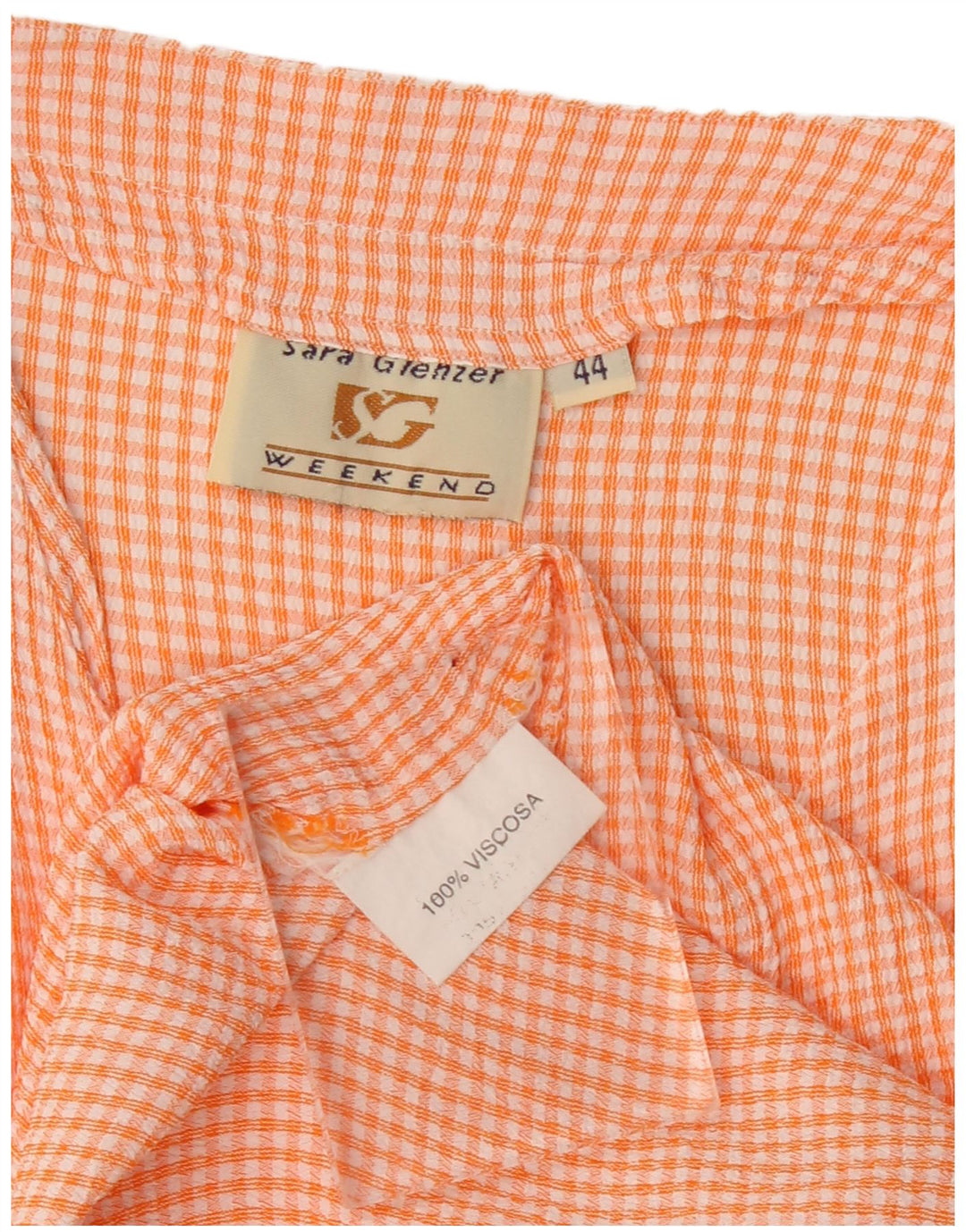 Sara Glenzer Damen Wochenend-Hemdbluse IT 44 Mittelorange Gingham