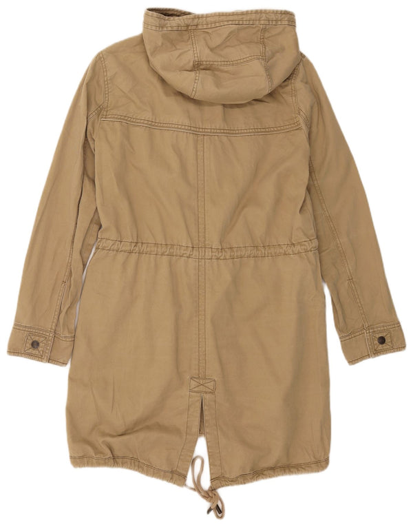 Abercrombie & Fitch Damen-Parka mit Kapuze, UK 10, Größe S, Khaki, Baumwolle