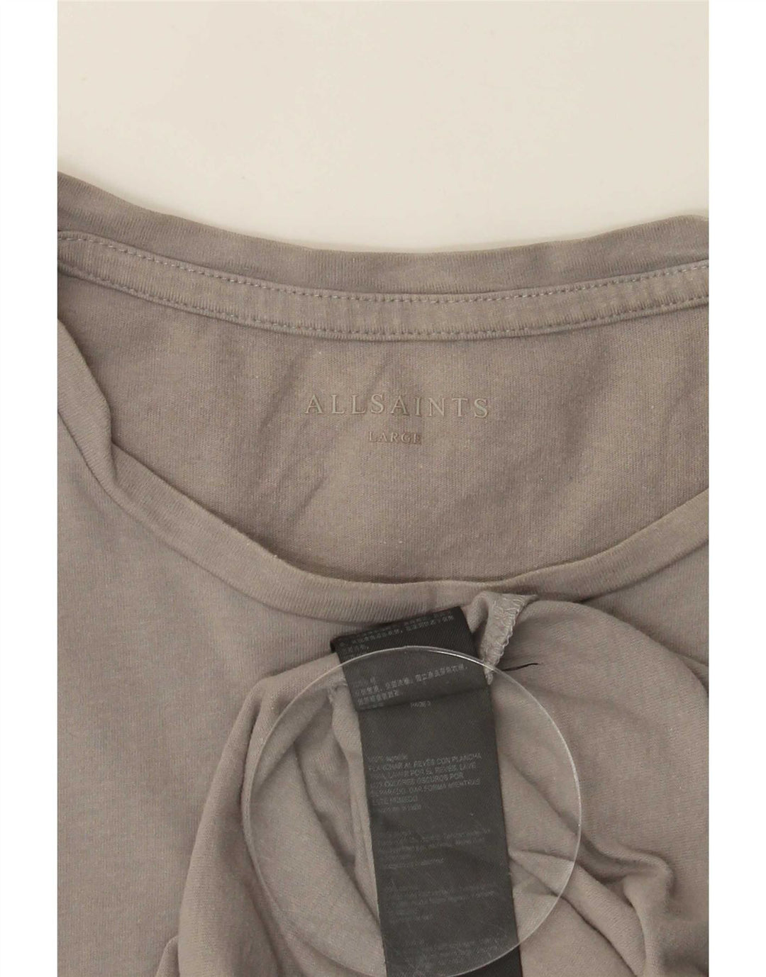 All Saints Herren T-Shirt Top Große graue Baumwolle