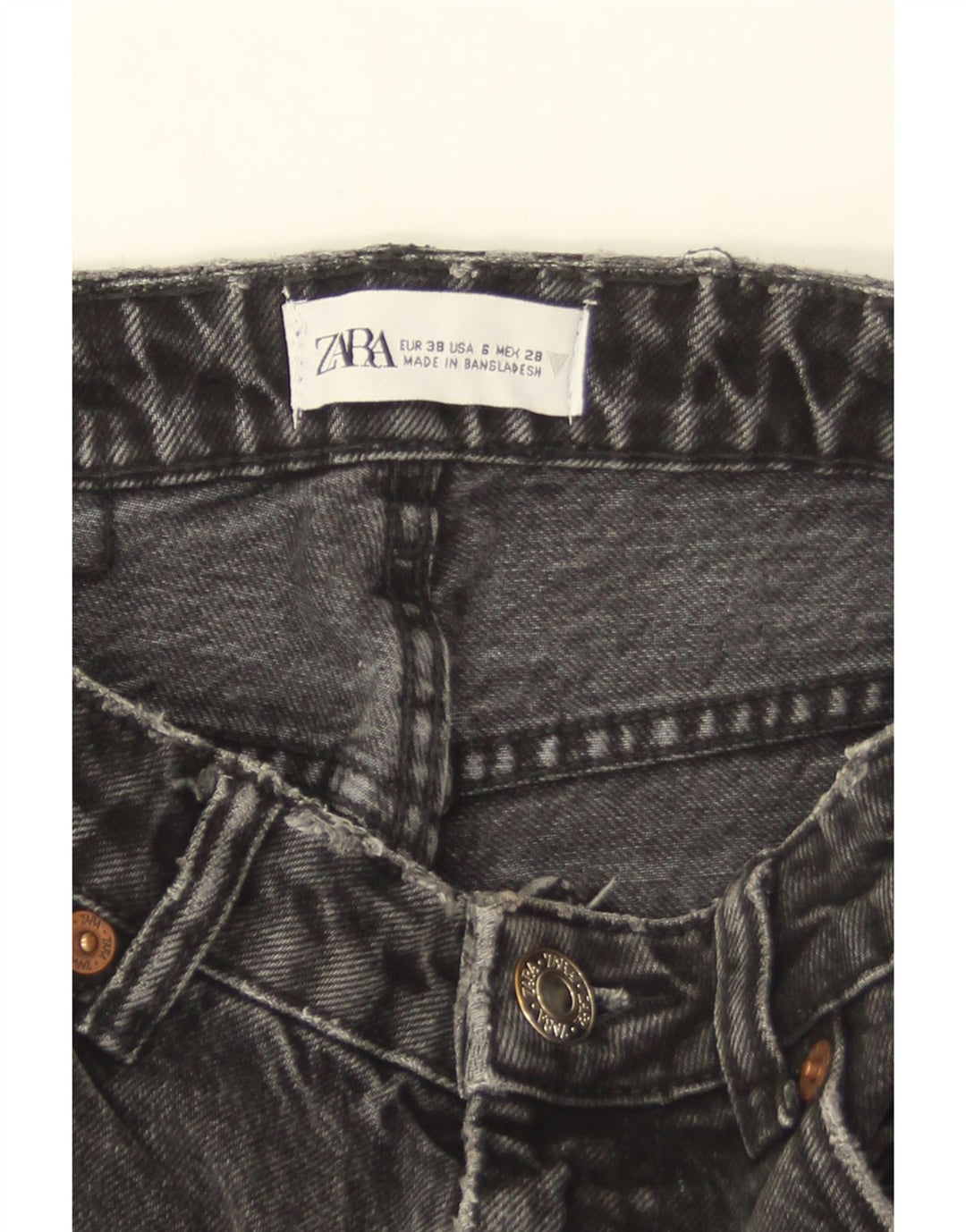 ZARA Damen Distressed Tapered Jeans EU 38 Small W28 L27 Grau