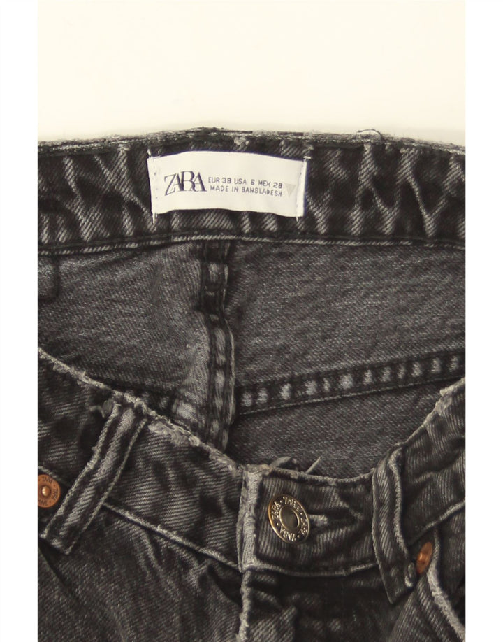 ZARA Damen Distressed Tapered Jeans EU 38 Small W28 L27 Grau