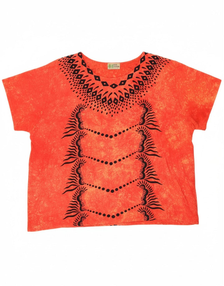 VINTAGE Womens Blouse Top UK 20 2XL Red Geometric