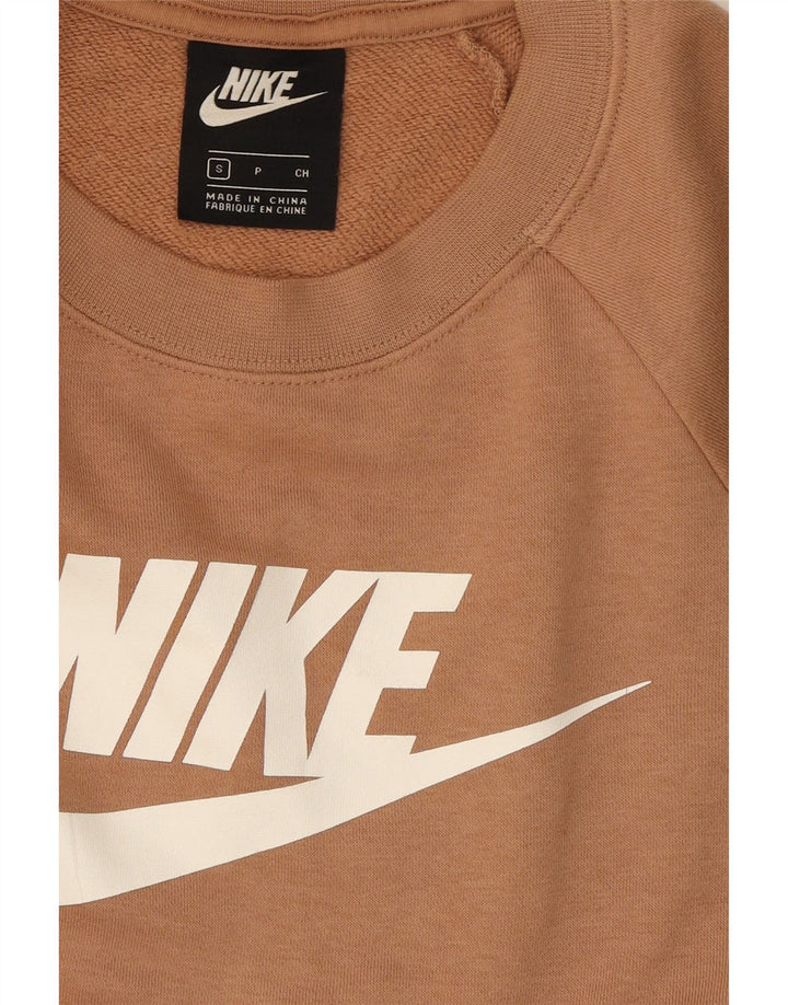 NIKE Womens Oversized Graphic Sweatshirt Jumper UK 10 Small Beige Cotton Vintage Nike and Second-Hand Nike from Messina Hembry 