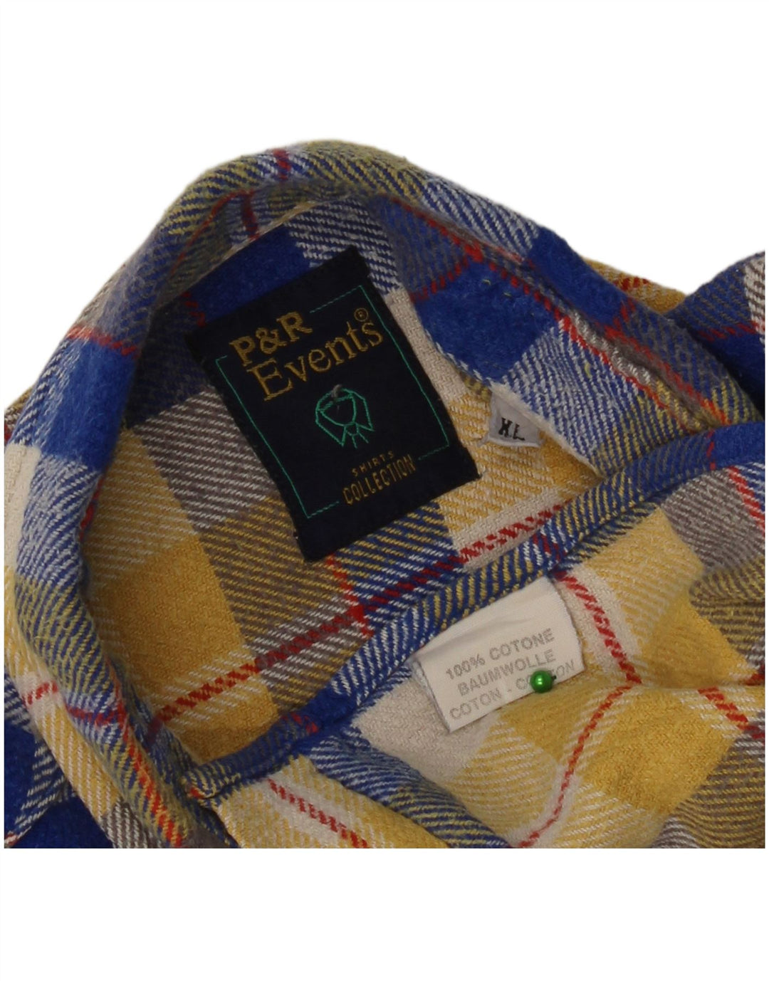 Vintage Herren Flanellhemd XL Gelb kariert Baumwolle