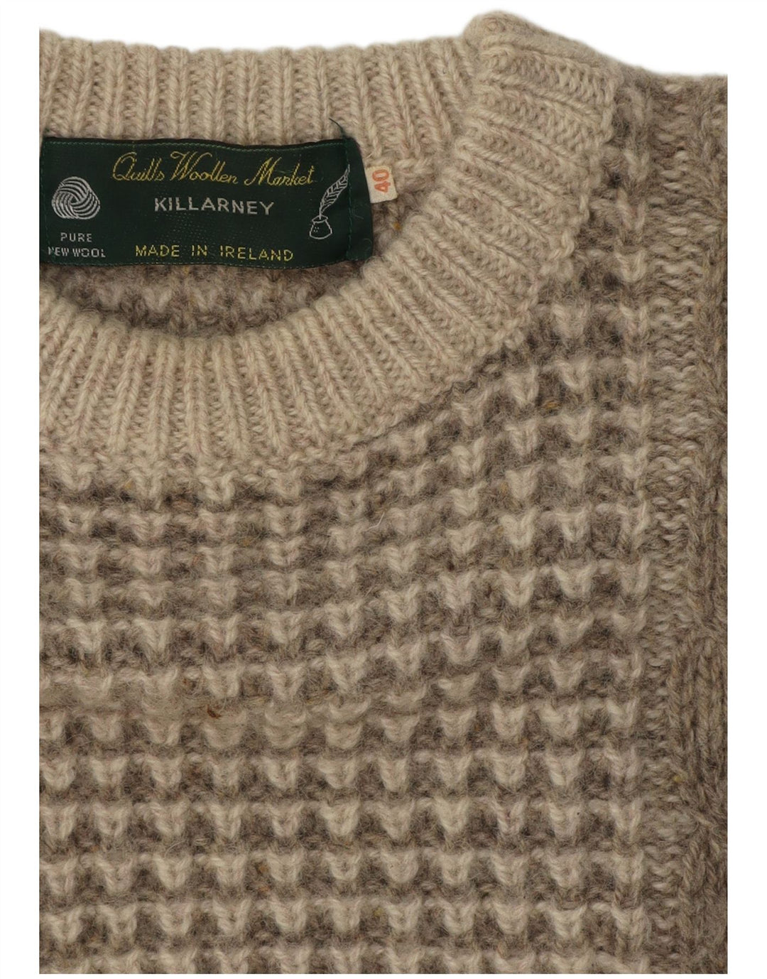 Killarney Herren-Pullover mit U-Boot-Ausschnitt, UK 40, mittelbeige, Schurwolle