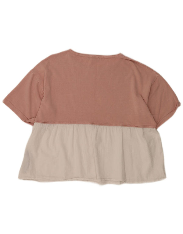 Übergroßes Blusenoberteil für Damen von Zara, UK 14, mittelrosa, Colourblock-Viskose