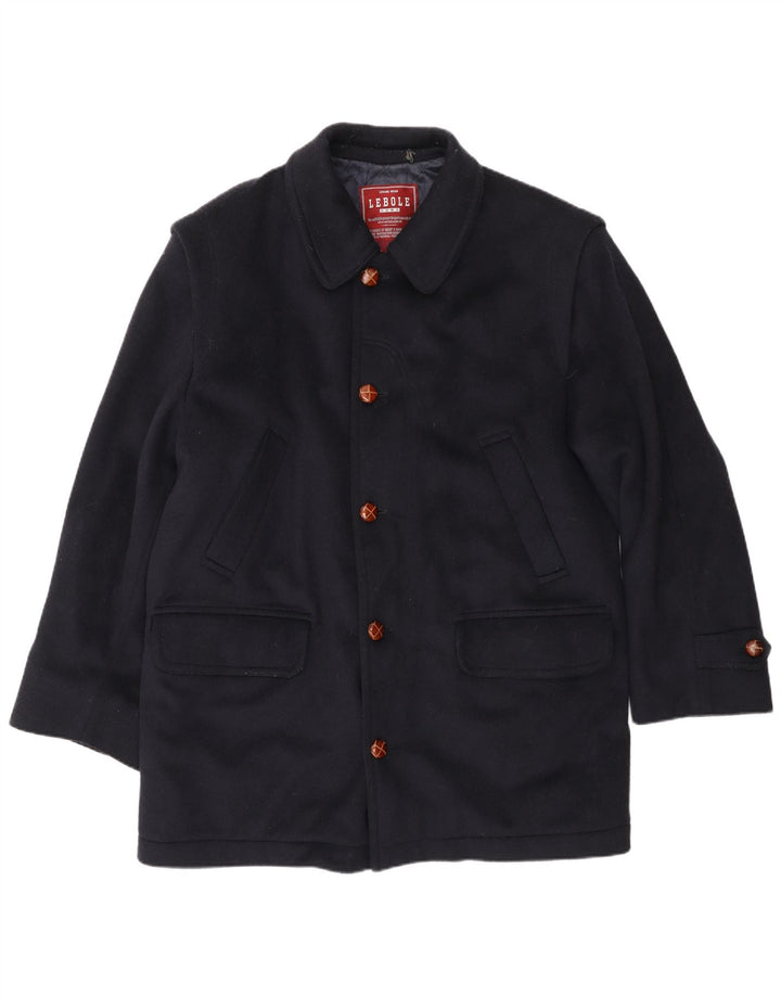 Lebole Herrenmantel UK 14 Große marineblaue Wolle