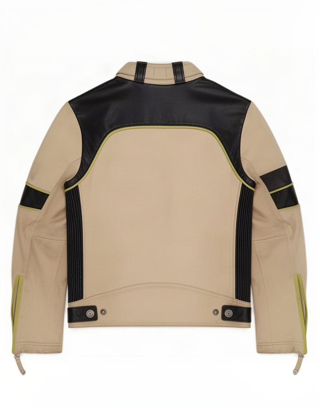 Diesel Jungen-Leder-Racer-Jacke, 10–11 Jahre, Mittelbeige, Farbblock