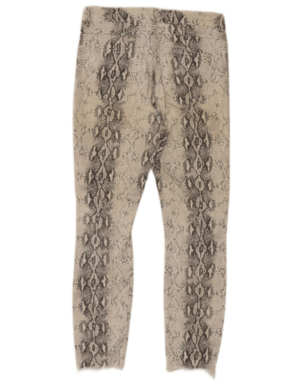 Zara Damen Crop Skinny Jeans EU 42 Large W32 L26 Weißer Animal-Print