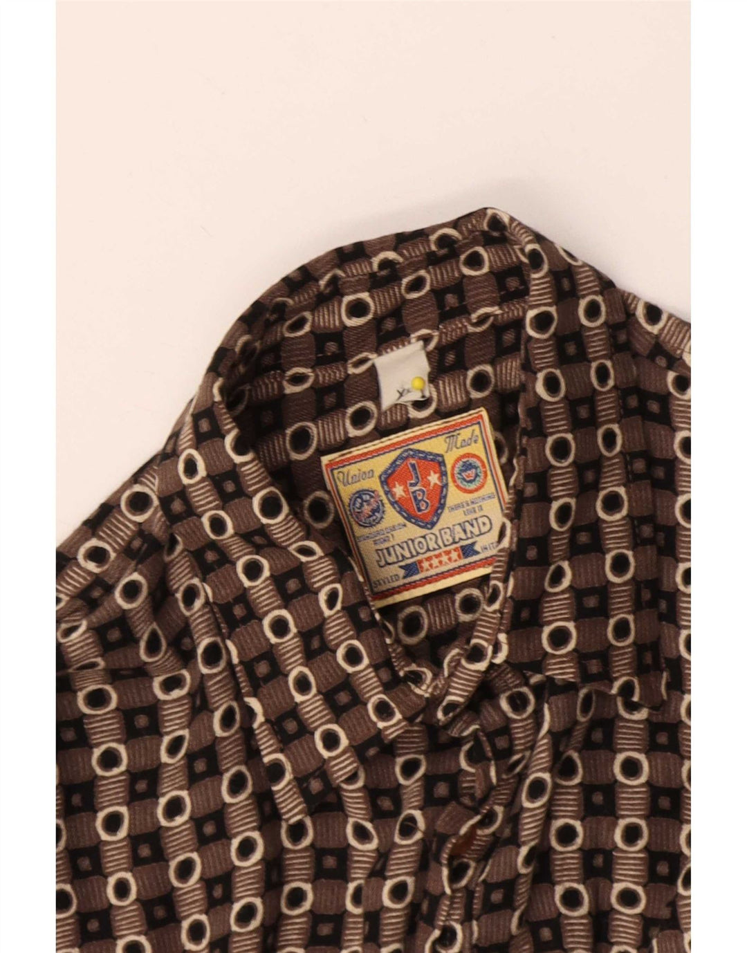 Vintage-Hemd für Jungen, 15–16 Jahre, XL, braun, geometrisch
