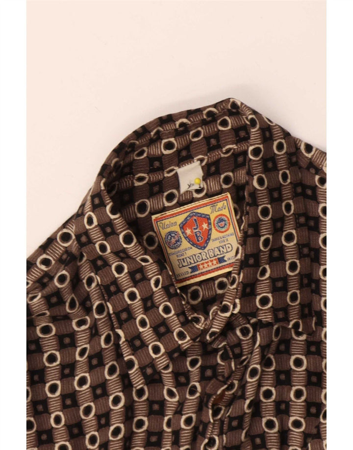Vintage-Hemd für Jungen, 15–16 Jahre, XL, braun, geometrisch