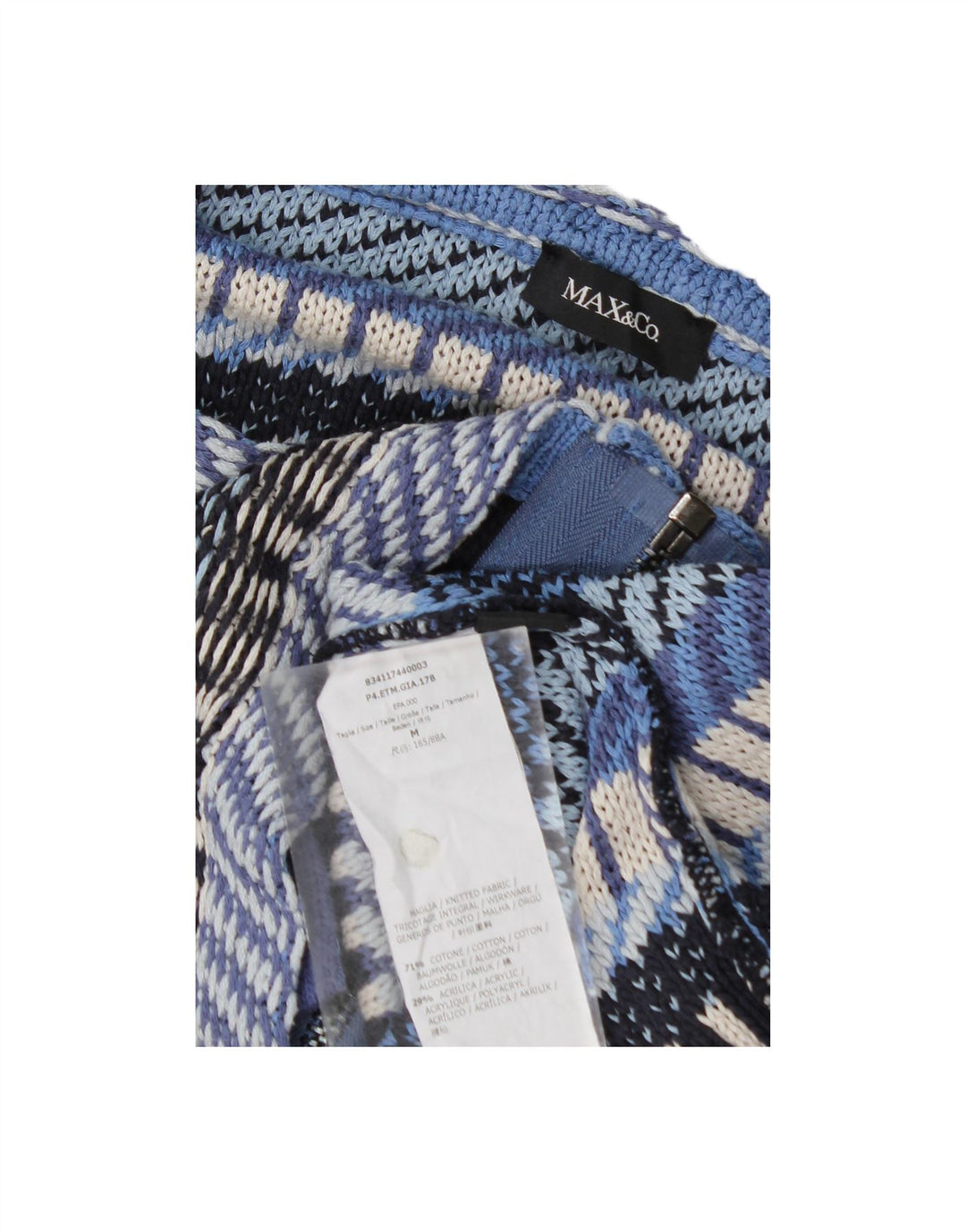 MAX & CO. Womens Cardigan Sweater UK 14 Medium Blue Striped Cotton