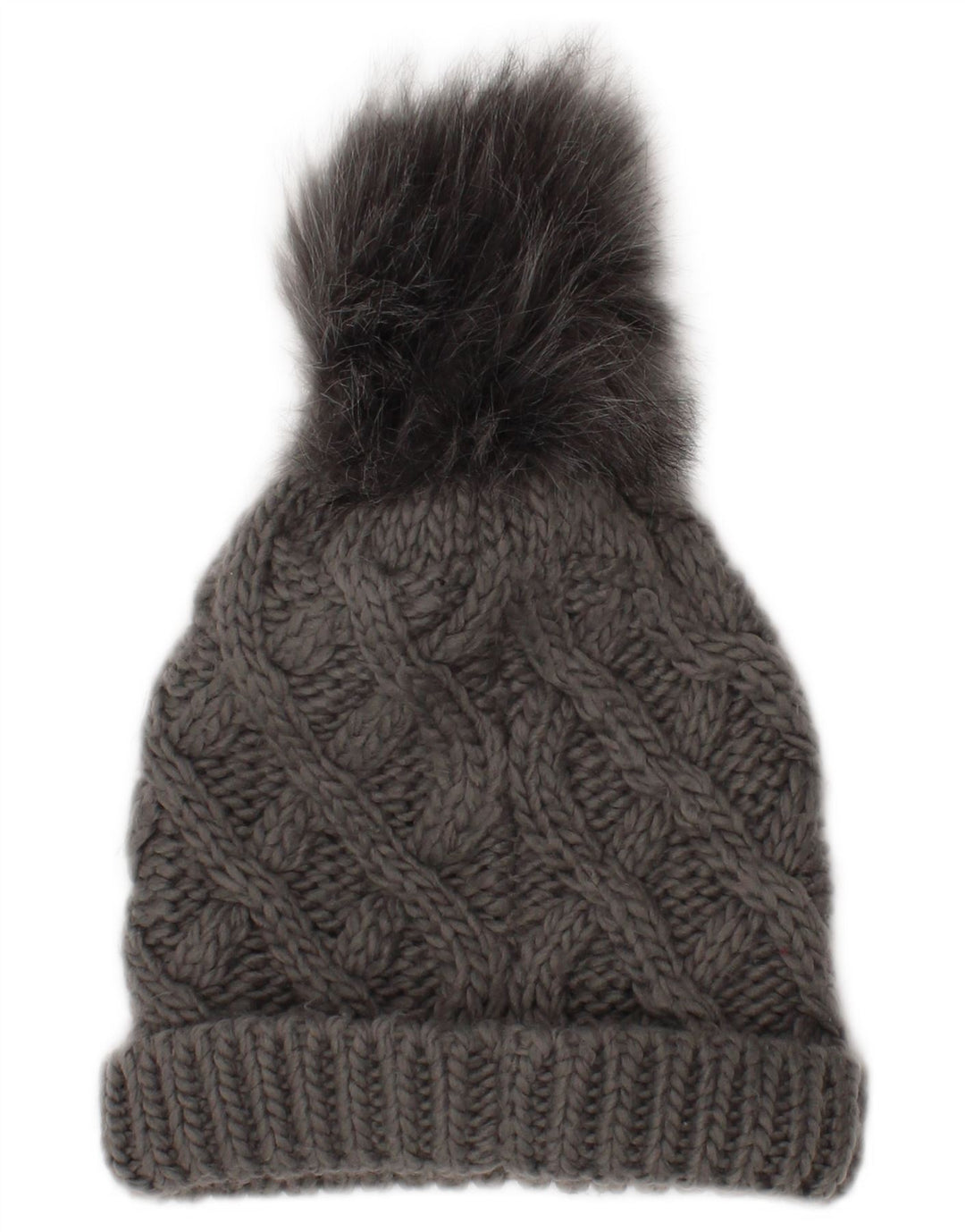 Trussardi Damen Strickmütze mit Bommel, Einheitsgröße, graues Acryl, Winter