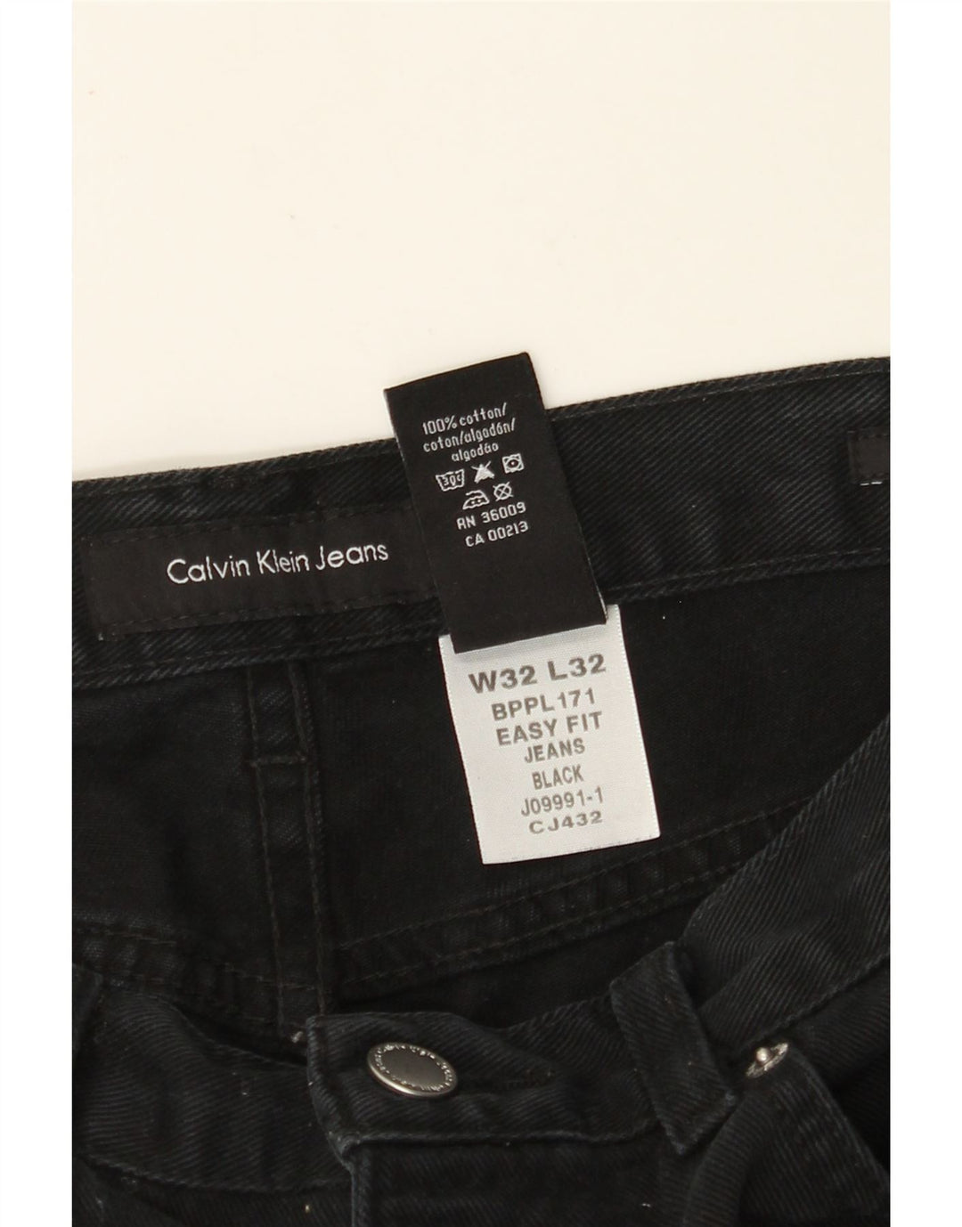 CALVIN KLEIN Herren Easy Fit Straight Jeans W32 L32 Schwarze Baumwolle