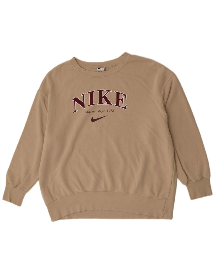 Nike Herren-Sweatshirt mit Grafik, lockerer Passform, mittelbeige Baumwolle