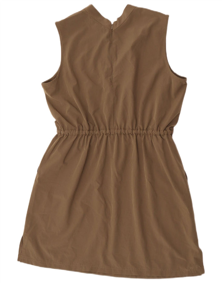 Calvin Klein Damen Ärmelloses Etuikleid US 14 XL Khaki Polyester