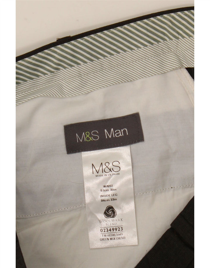 Gerade Herren-Anzughose von Marks & Spencer, W38, L33, braune Wolle