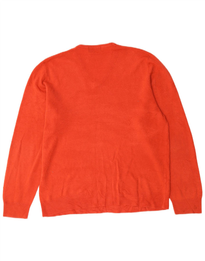 Marks & Spencer Herren Blue Harbor V-Ausschnitt Pullover Pullover Large Rot Acryl