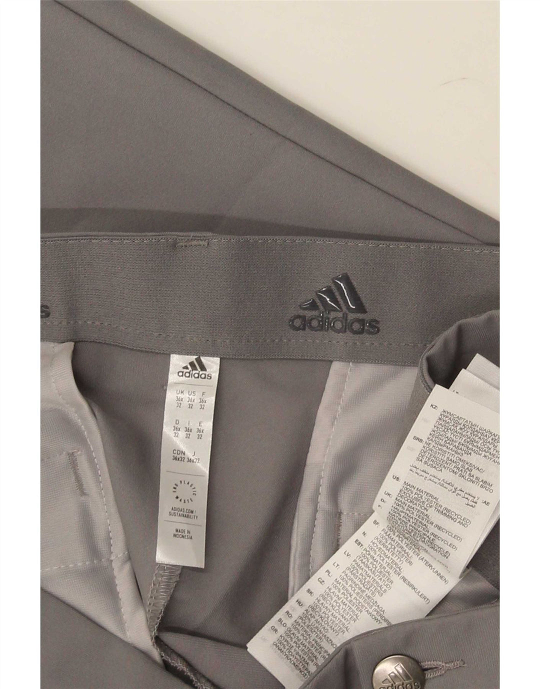 Adidas Herren Slim Chino Hose W36 L32 Grau Polyester