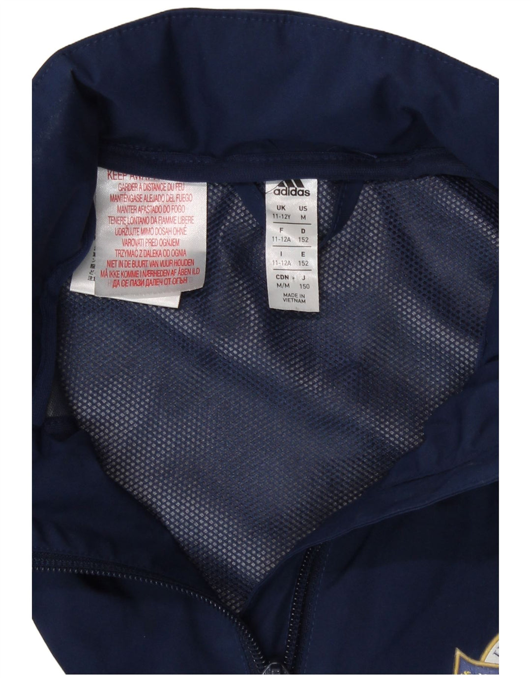 Adidas Jungen-Windbreakerjacke mit Kapuze, 11–12 Jahre, marineblaues Polyester